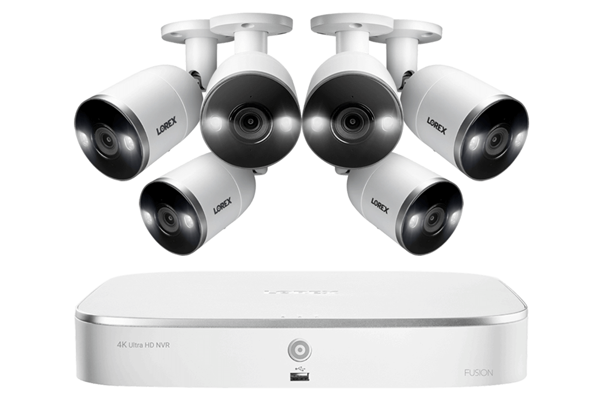 8-Channel 4K Ultra HD Fusion NVR System with 6 Smart Deterrence 4K (8MP) IP Cameras
