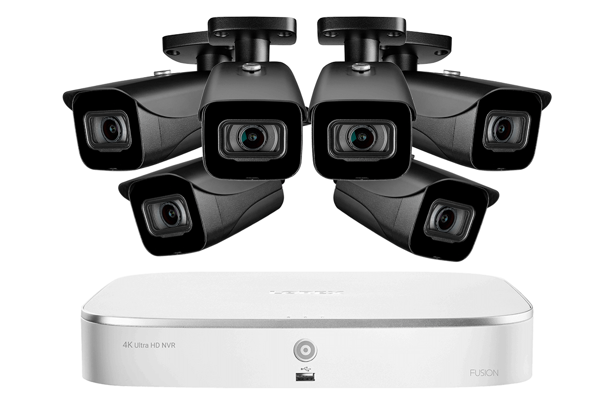 8-Channel Fusion NVR System with Six 4K (8MP) IP Cameras