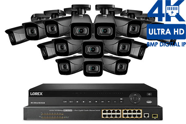 32-Channel NVR System with Sixteen 4K (8MP) IP Cameras